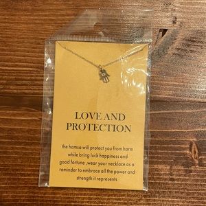 Hamsa evil eye hand protection 14k gold necklace